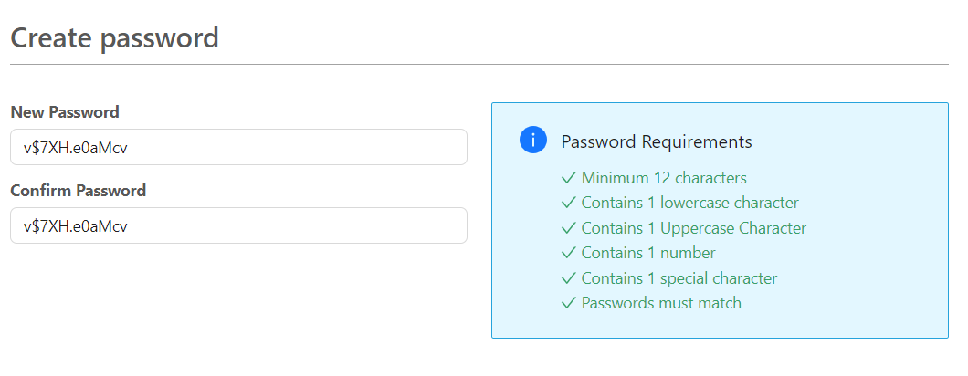 Password requirements